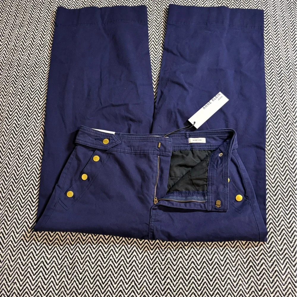 Anne Klein Wide Leg Pants in Blue | Sz 6 | NWT - Picture 3 of 11